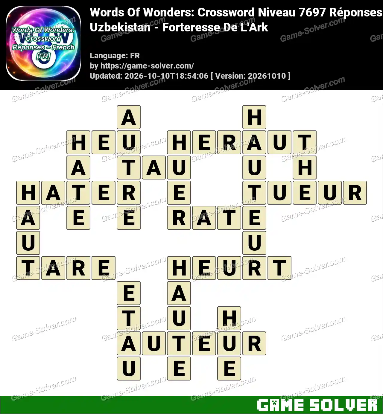 Words Of Wonders: Crossword Niveau 7697 Réponses – Uzbekistan – Forteresse De L’Ark